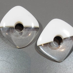 lucite earrings clear and white squares boom boom oversized style summer