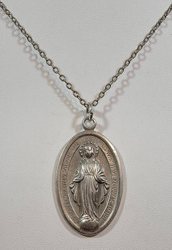 virgin mary pendant sterling silver saint medal ov