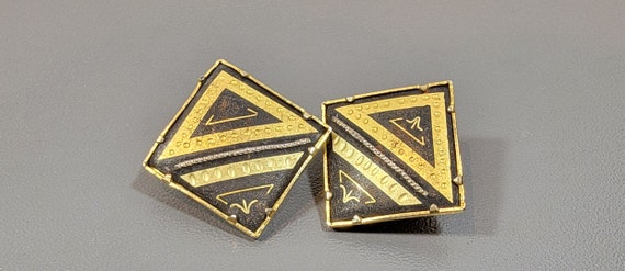 spanish Damascene earrings square shape souvenir toledo "as is"