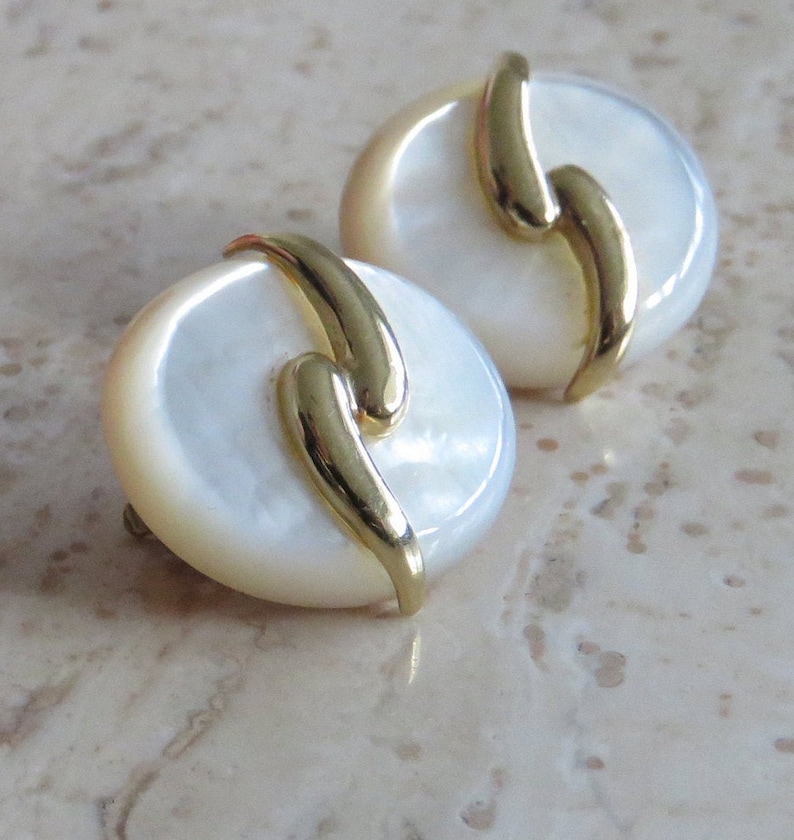 Kylo Earrings Mother of Pearl Clip on Sterling Silver Earrings Etsy