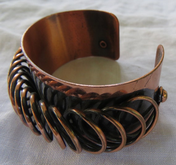 mcm bracelet Copper cuff spiral decoration Renoir… - image 3