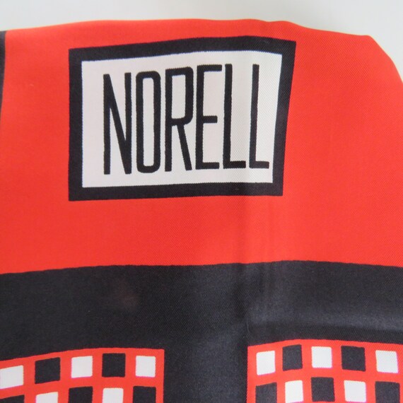 NORMAN NORELL red black white silk scarf large squ