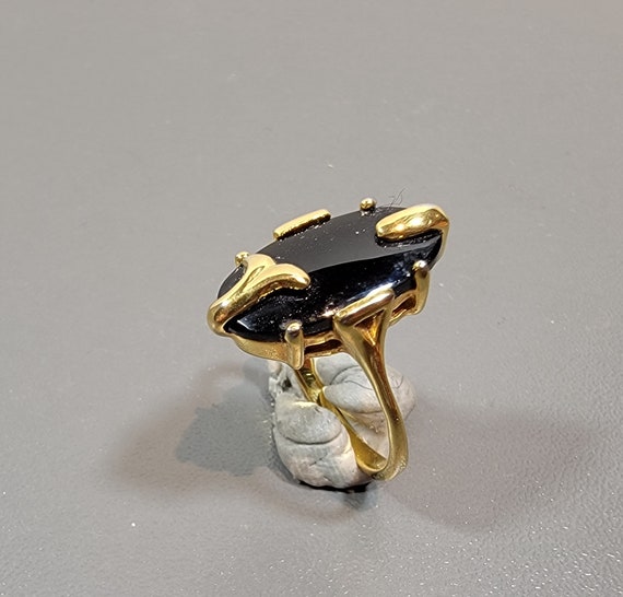 black onyx ring gold plated base metal