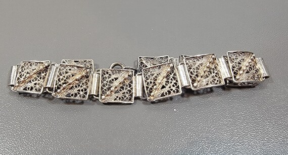 Filigree bracelet sterling silver square links - image 9