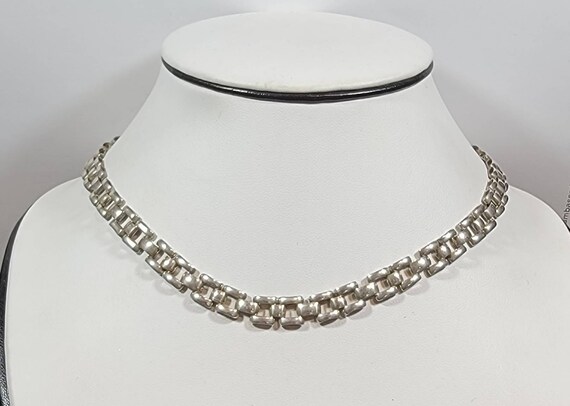 sterling silver collar neckace tank track links