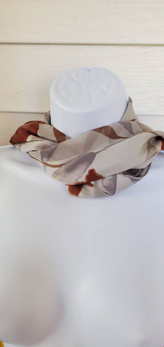 Floral Silk Sheer Scarf Modern Florals in Earth T… - image 10