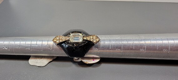 coro rhinestone ring art deco r adjustable black … - image 5