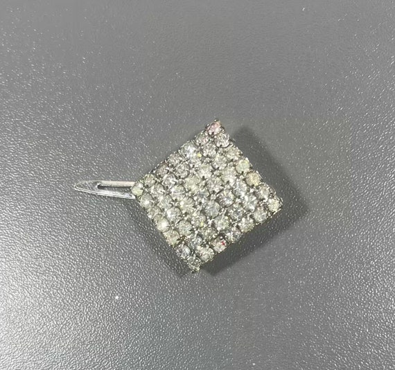 white rhinestone hair clip vintage pinch clip white rhinestones barrette prong set stones