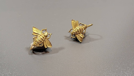 bee earrings gold tone jewelry busy bee moth earrings fly earrings creepy crawly