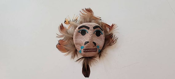 Alaskan artist brooch mask carved artist handmade - image 1