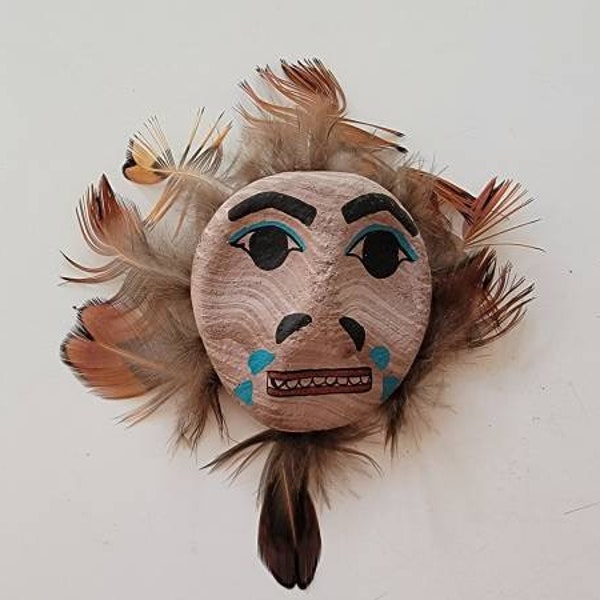 Alaskan artist brooch mask carved artist handmade