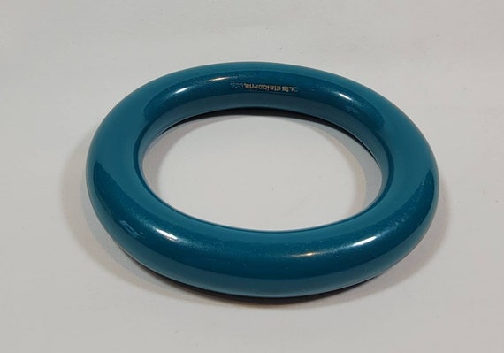 blue bangle bracelet resin lucite plastic oval vi… - image 4