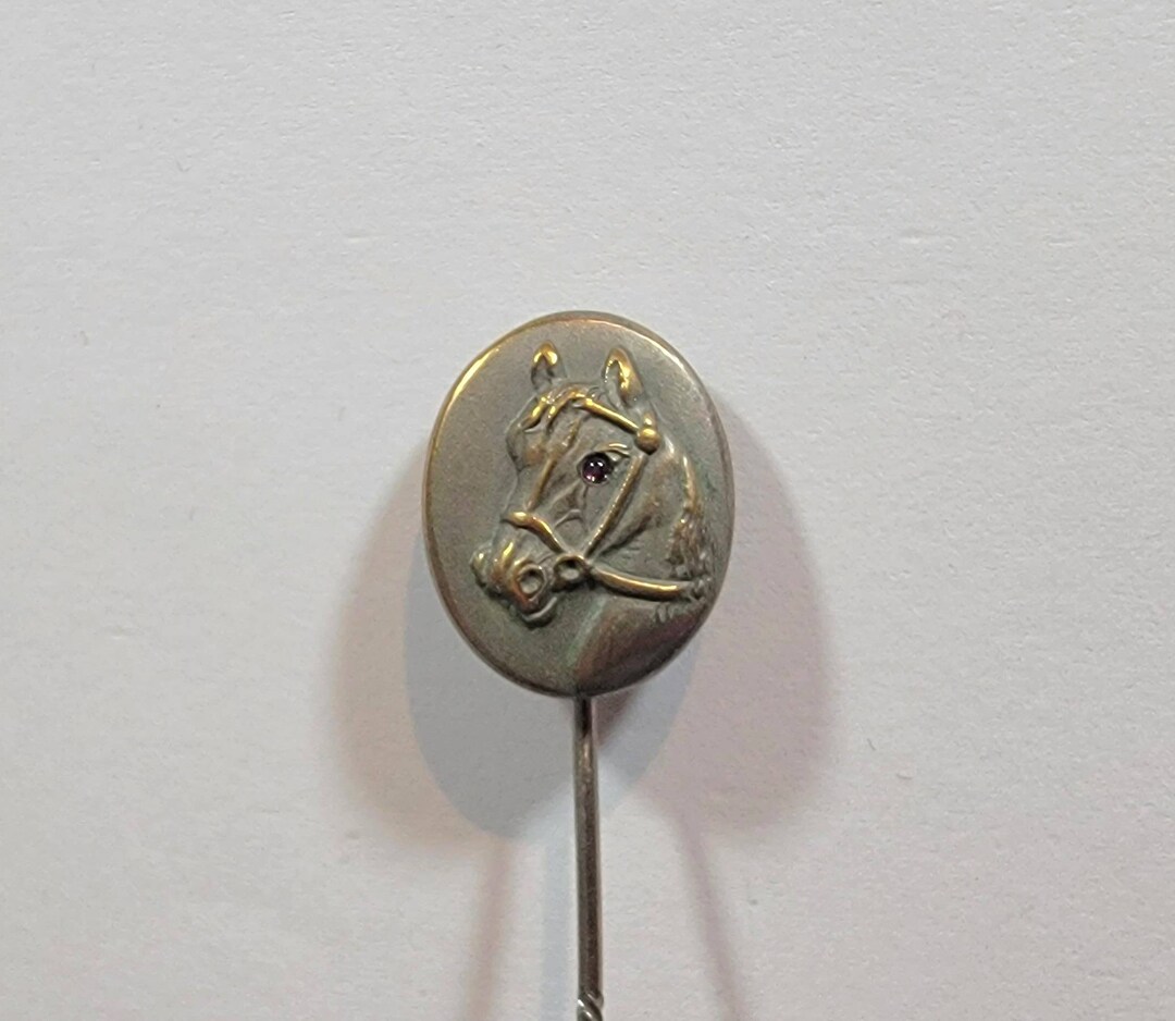 Horse Head Lapel Pin Antique Stick Pin Silver Tone Etsy