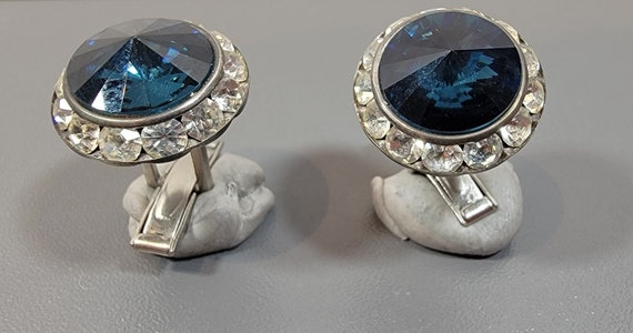 blue rhinestone cufflinks rhinestone halo fancy flashy