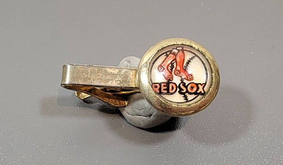Boston Red Sox tie slide vintage reversed carved lucite Groom tie