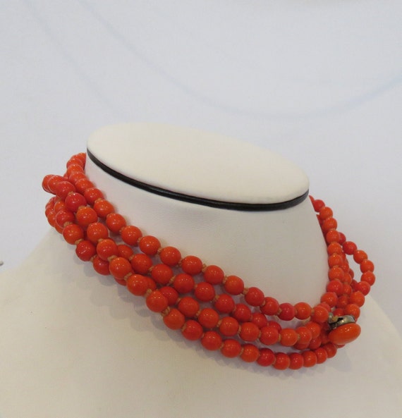 Orange glass bead necklace carrot orange long chain necklace opaque orange glass bead sautoir