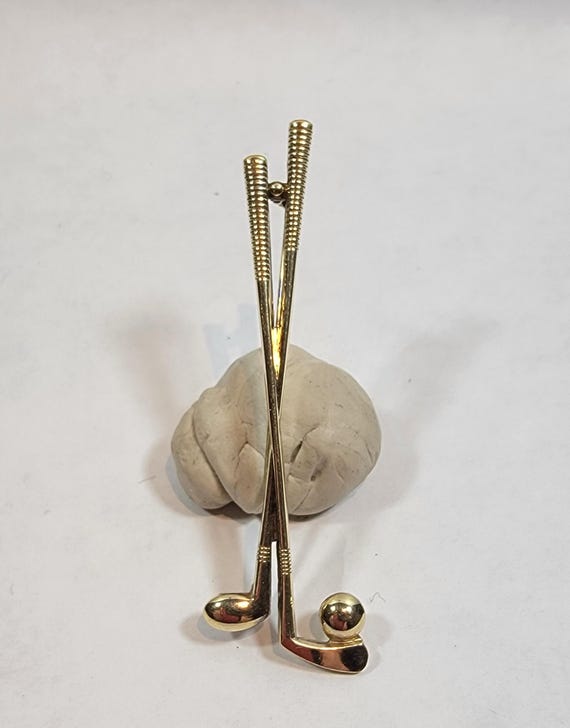 golf club brooch rolled gold clubs antique safety clasp