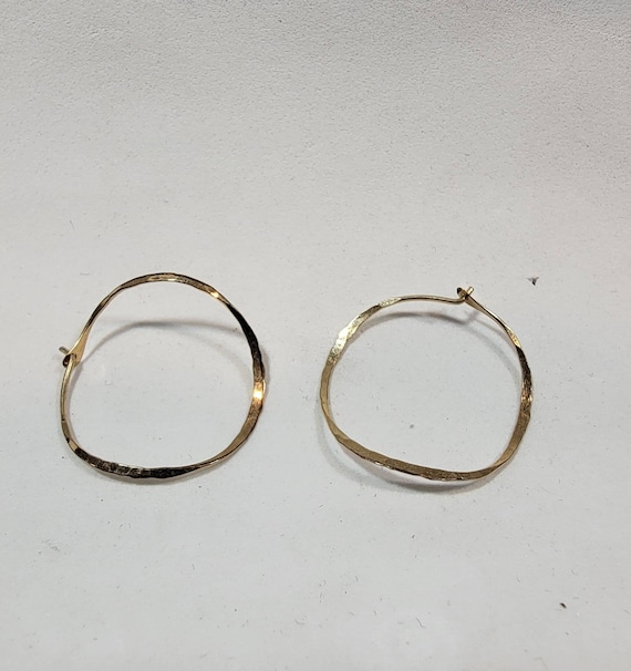 hoop earrings gold plated hammered finish