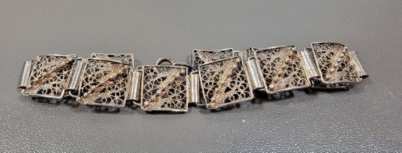 Filigree bracelet sterling silver square links - image 1