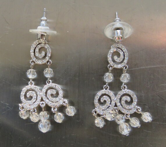 chandelier earrings spiral rhinestone earrings dangle crystals