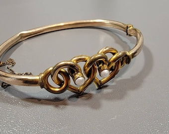 heart bracelet gold filled Victorian Luckenbooth intertwined hearts