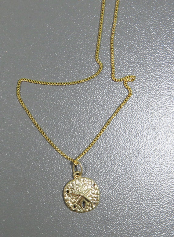 sand dollar necklace gold charm sterling chain