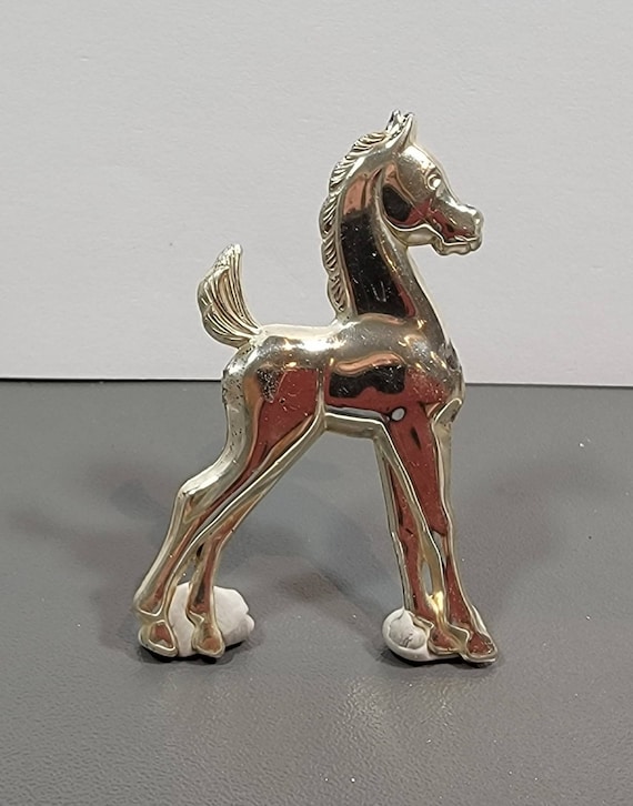 Sterling Silver Foal Brooch, Cute Pony Pin