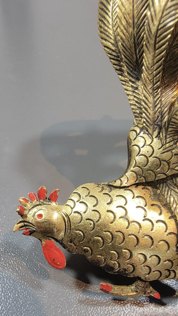 rooster brooch fighting cock large fantasy chicken pin