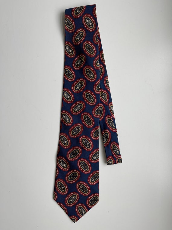 Vintage Burberry Silk Necktie Blue and Red Abstra… - image 4
