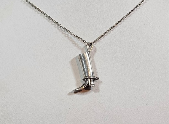 Vintage Riding boot necklace sterling silver dressage English tall boot