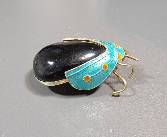 bug brooch sterling silver enamel lady bug