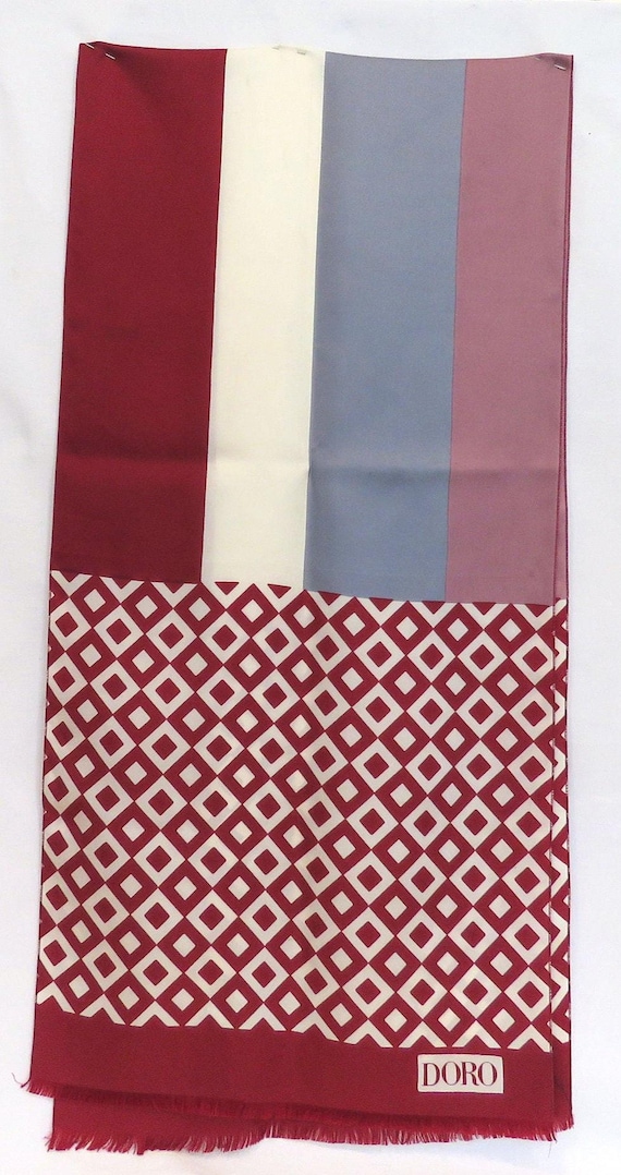 Italian Silk Scarf: Modern Pattern Mix, Mauve Cream Blue
