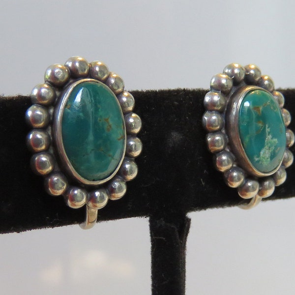 Turquoise earrings Southwestern fred harvey Oval stones