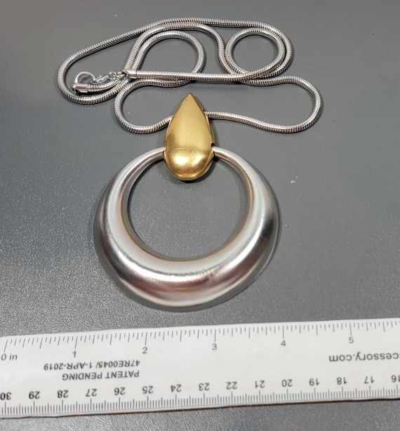 trifari pendant necklace silver tone and gold ton… - image 7