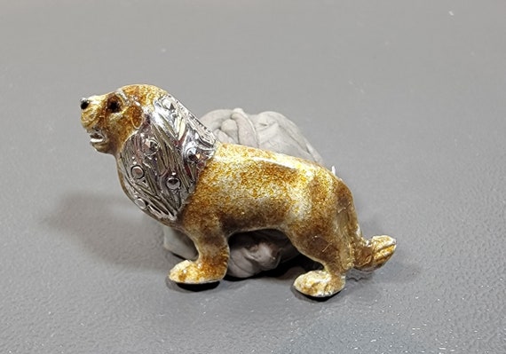 lion brooch alice caviness sterling silver enamel marcasite