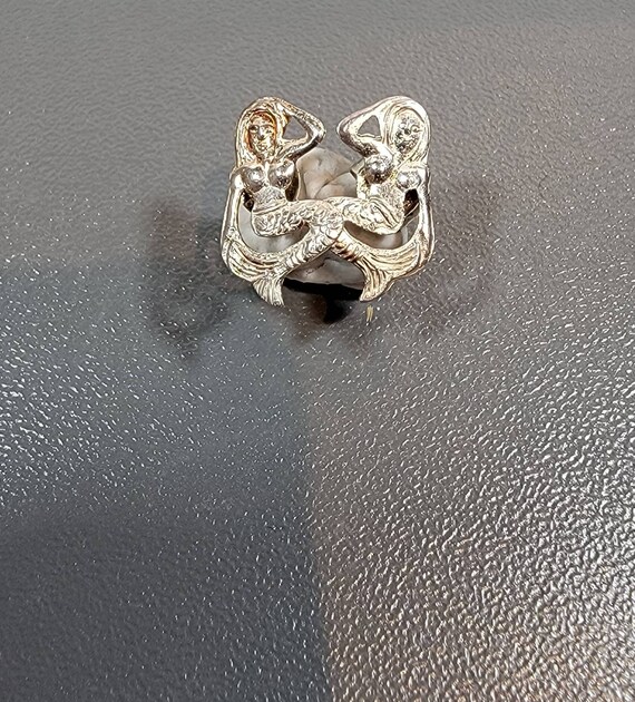 mermaid earrings sterling silver tiny pierced pos… - image 1