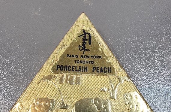 faberge compact triangular gold tone elephants - image 2