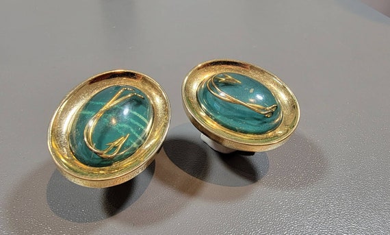 fish hook cufflinks sporting fashion green gold