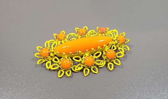 orange and yellow brooch Austrian flower - image 1