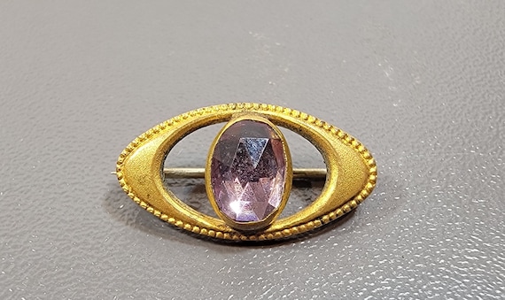 tiny brooch purple rose cut stone lingerie or lace pin
