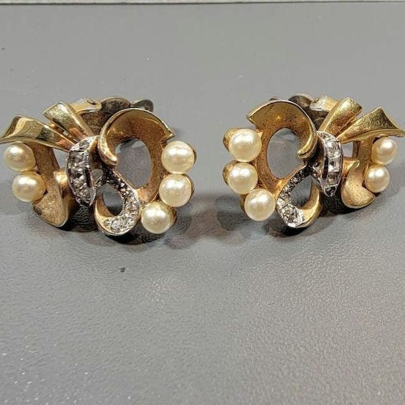 Mazar pearl earrings vintage real look clips high quality