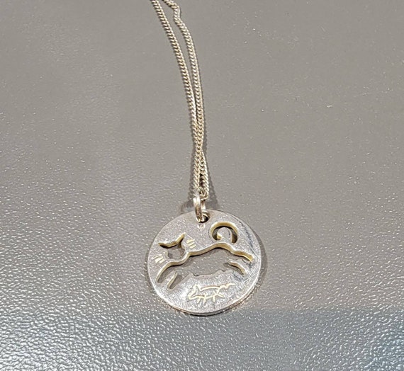 cat pendant sterling silver feline jewelry dainty