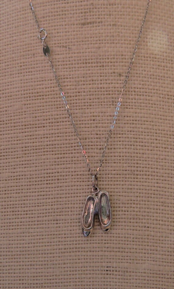 Ballet shoe necklace pendant sterling silver toe s