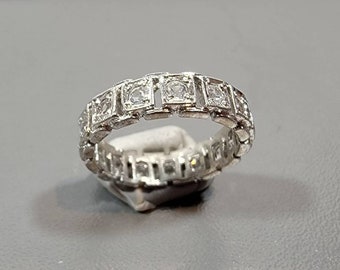 eternity ring crystal and sterling silver vintage jewelry usa size 5 3/4
