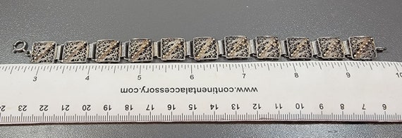 Filigree bracelet sterling silver square links - image 2