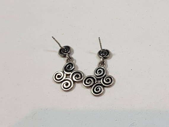 spirals earrings sterling silver dangles pierced - image 2