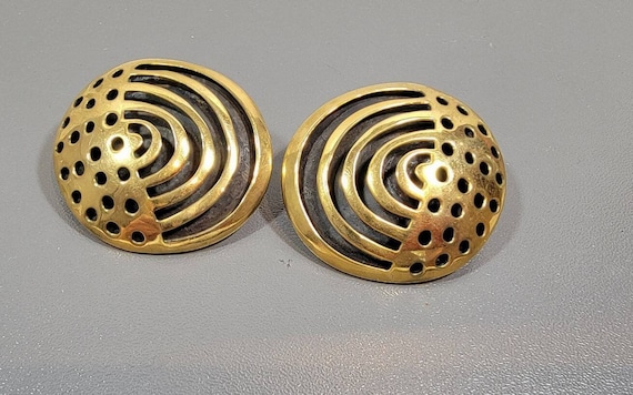 Steve Vaubel earrings gold plated bold nineties pierced