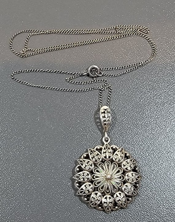 floral pendant filigree sterling silver wonderful quality
