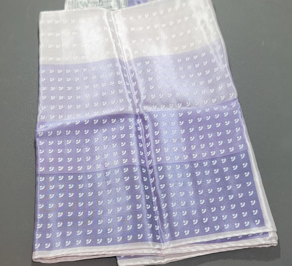 Purple silk scarf Violet and White Geometric Design Striped Scarf Made in Japan