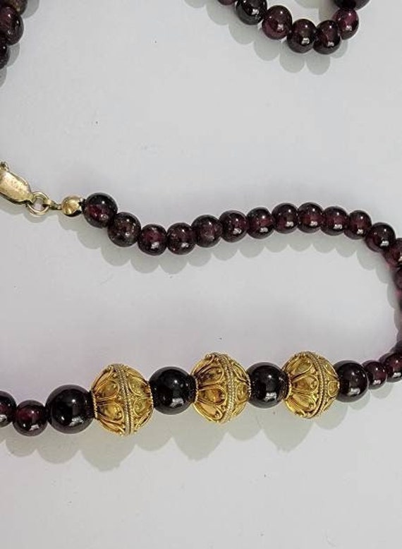 Garnet necklace real garnet stone beads with gold… - image 2